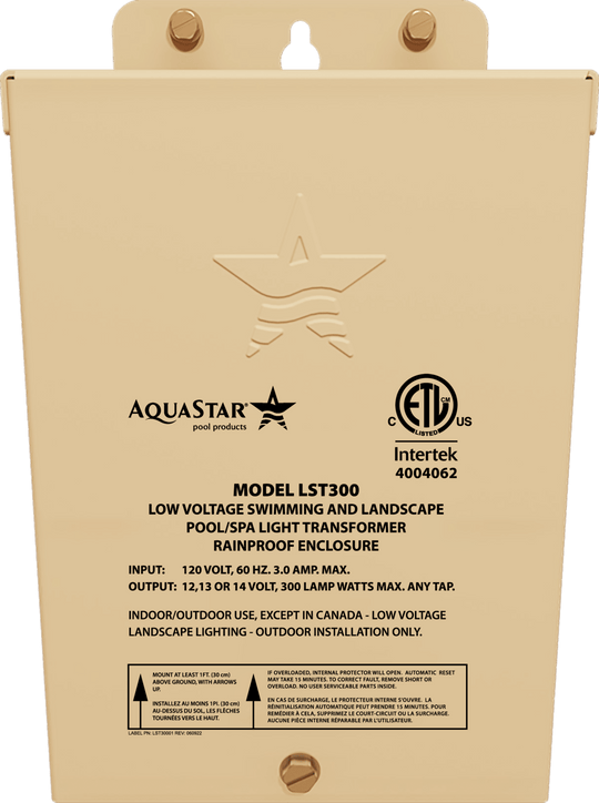 AquaStar Pool Products 300W 120V TO 12V Transformer Litestar - LST300