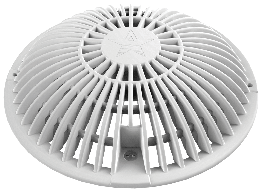 AquaStar 8" Round Retrofit MoFlow Suction Outlet Cover with Screw and Bushing Kit, White | R8MF101