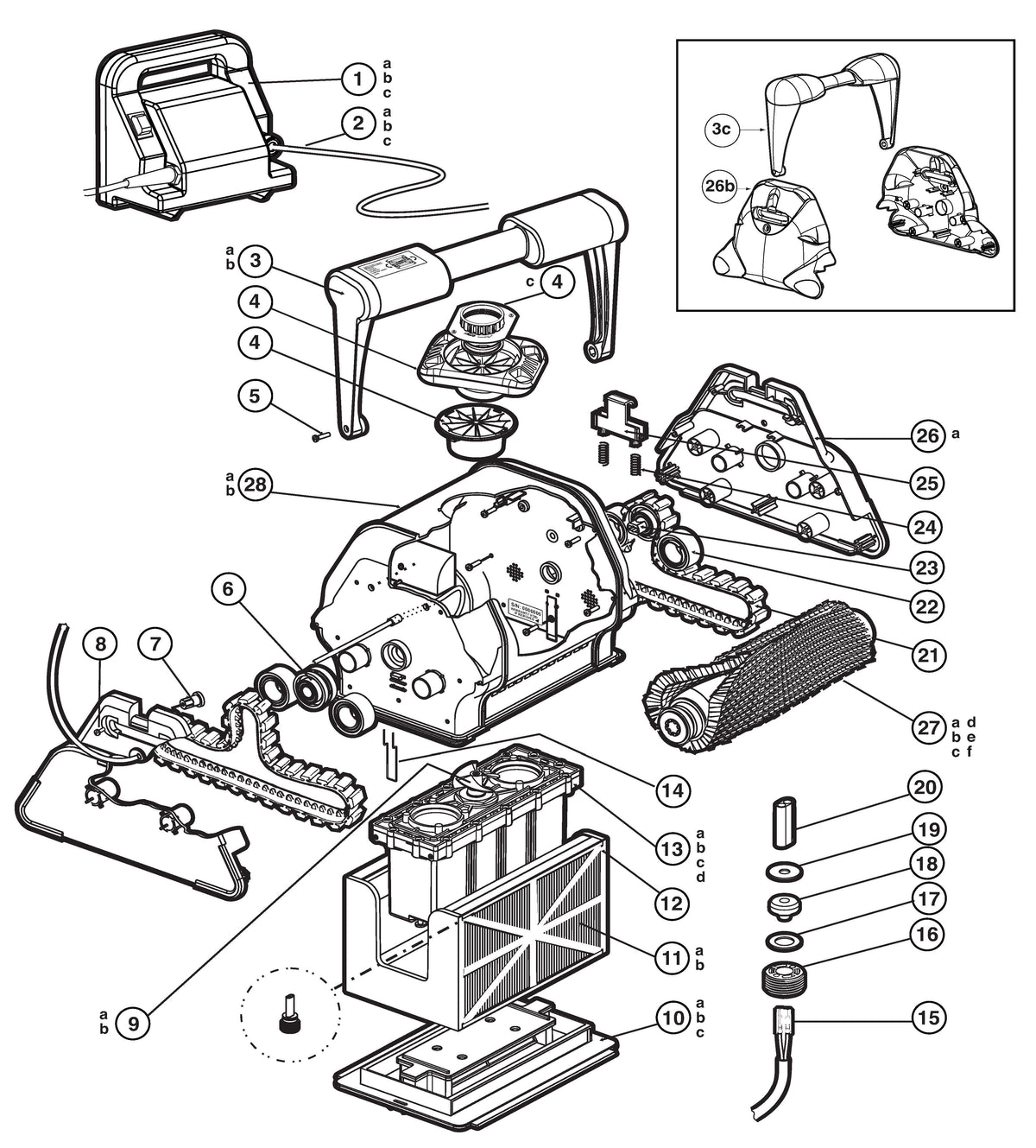 Hayward TigerShark Robotic Pool Cleaner (Expert Line) RC9950CUB parts diagram
