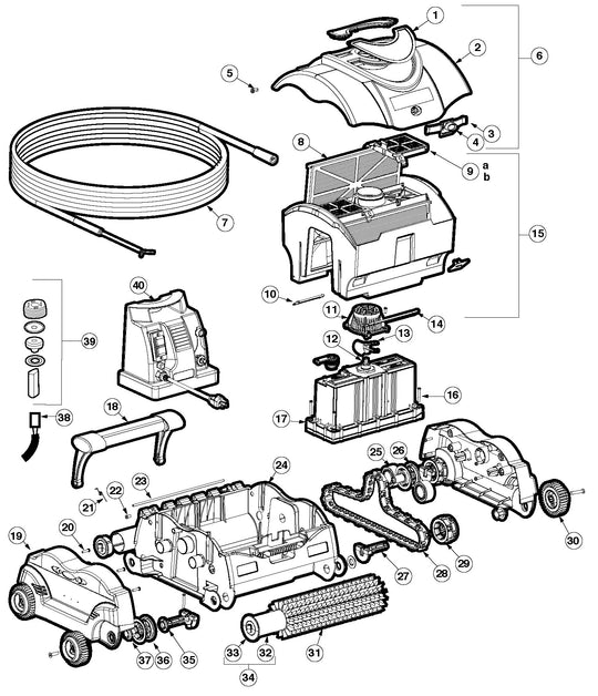 Hayward SharkVac Robotic Pool Cleaner with Caddy W3RC9742CUBY parts diagram