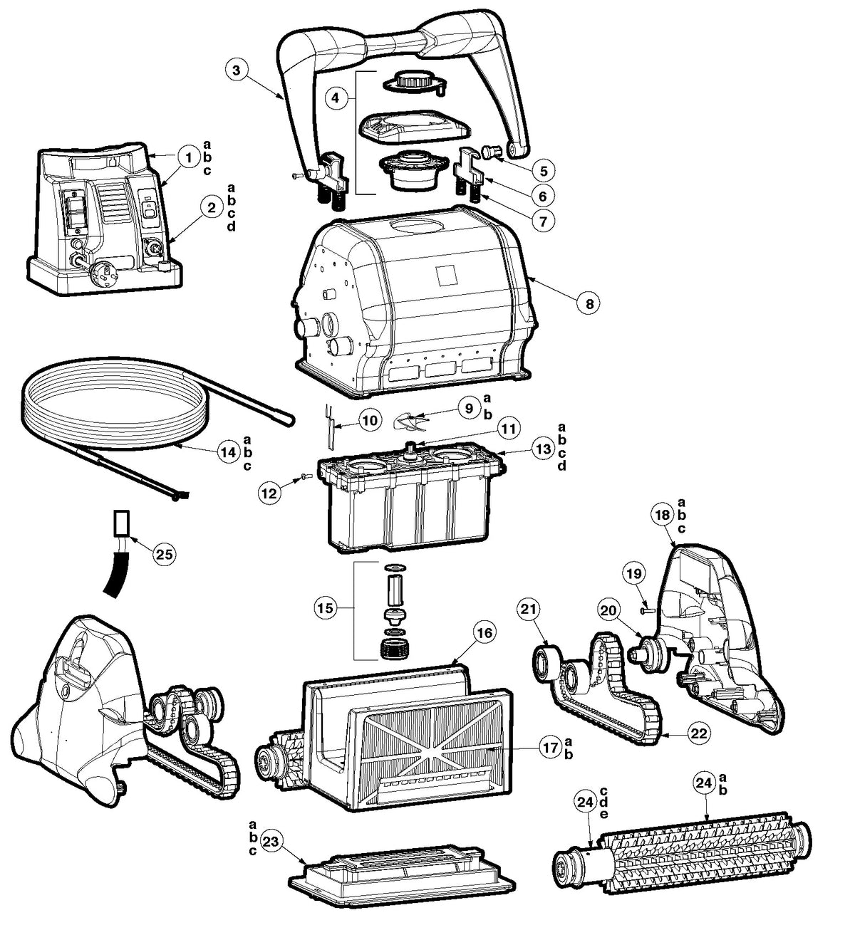 Hayward TigerShark QC Robotic Pool Cleaner W3RC9990CUB parts diagram