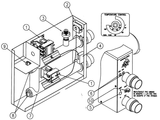 Coates ST Series Electric Heater 5.5kW 1 Phase 12406ST parts diagram