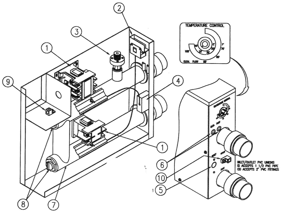 Coates ST Series Electric Heater 11kW 1 Phase 12411ST parts diagram