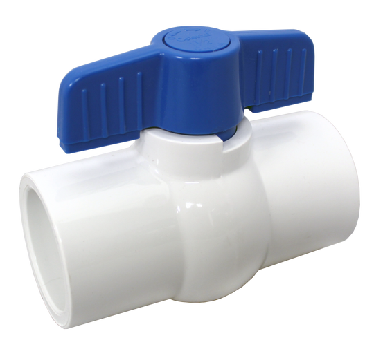 4" Schedule 80 Socket x Socket White PVC Ball Valve