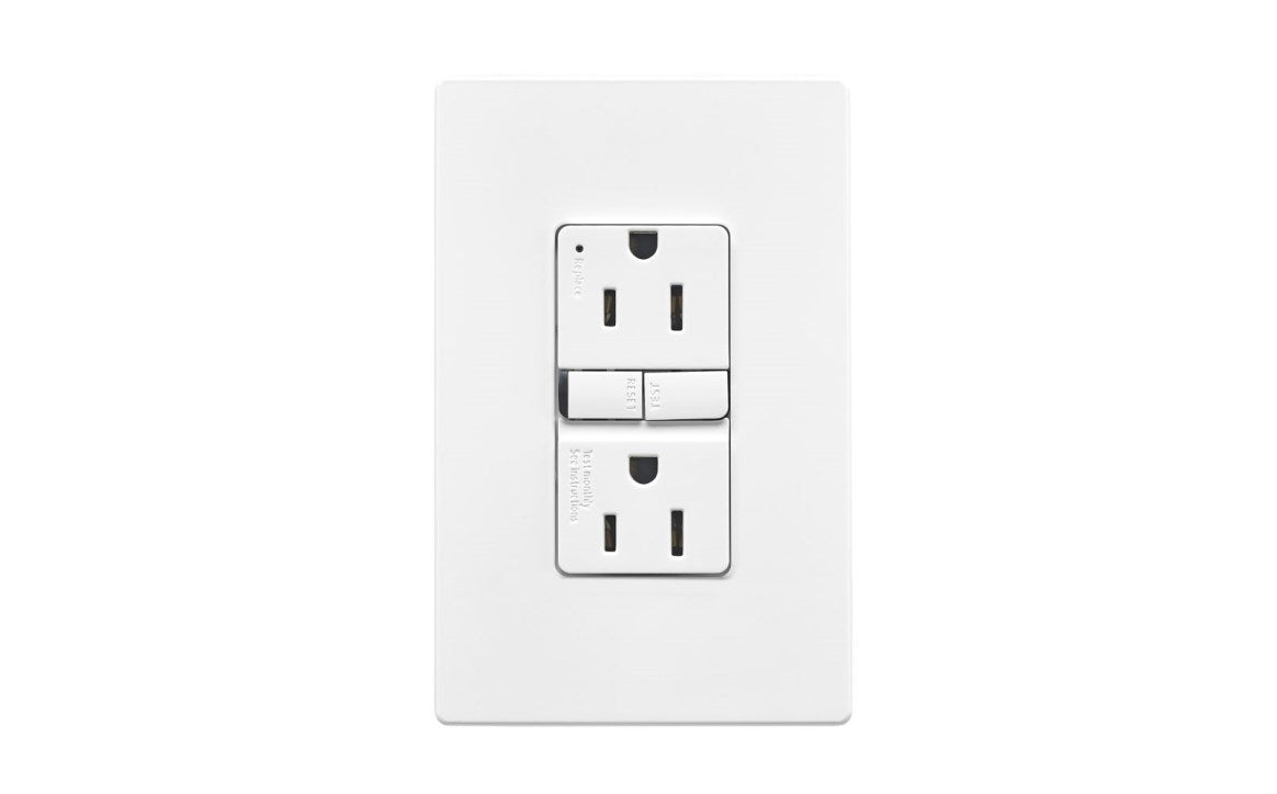 Eaton Self Test GFCI with Wallplate 15A White Slim Design - GF15W-WP