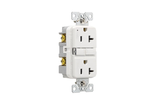 Eaton Tamper Resistant GFCI No Plate 20A White Slim Self Test - TRGF20W