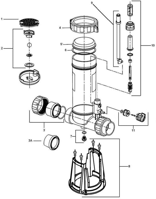 Zodiac Powerclean Tab Ultra Off-Line Chlorinator with 1.5"-2" Clamp Size 25280-300-000 parts diagram