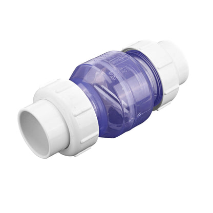 Swing Check Valve, 2" Slip Clear PVC 125 psi 1700 Series True Union Low-Profile with Flow Control