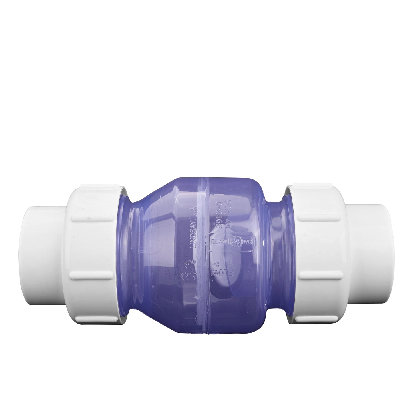 Swing Check Valve, 2" Slip Clear PVC 125 psi 1700 Series True Union Low-Profile with Flow Control