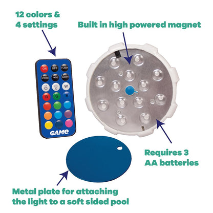 GAME Magnetic LED Color Changing Pool Wall Light w/Remote | 4307