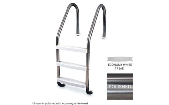 Global 3 Tread Economy Ladder .049 with White Treads - GPP-LD-E49-3ST-SS-EW