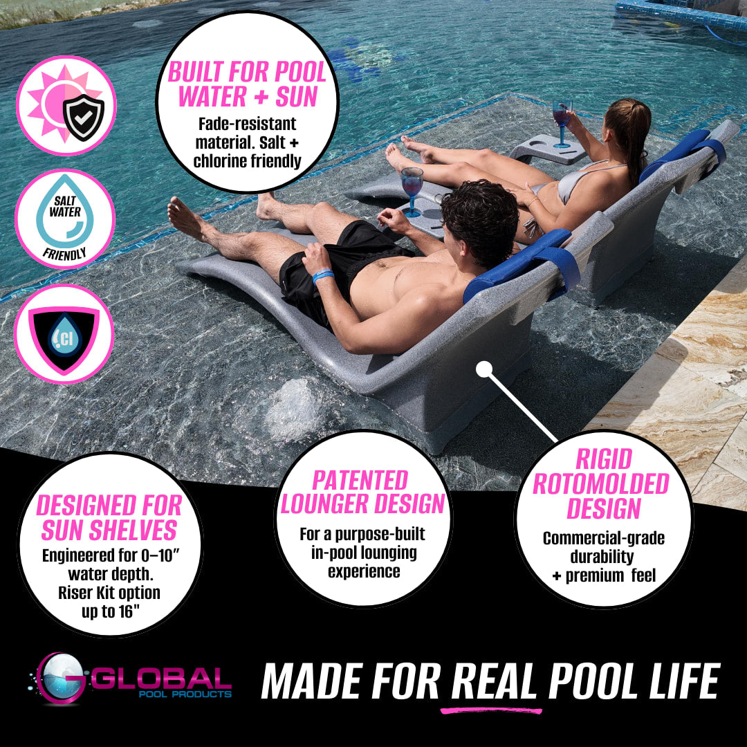 Global Pool Products Gpp Lounge Chair & Connect Table - Gray *sold in Pairs* - GPP-LFS-G