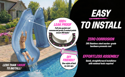 Global Pool Products GPP Bad Axe X6 Pool Slide Blue Quartz, Right, 6' x 7'9" - GPPS-BAX6-BQ-R