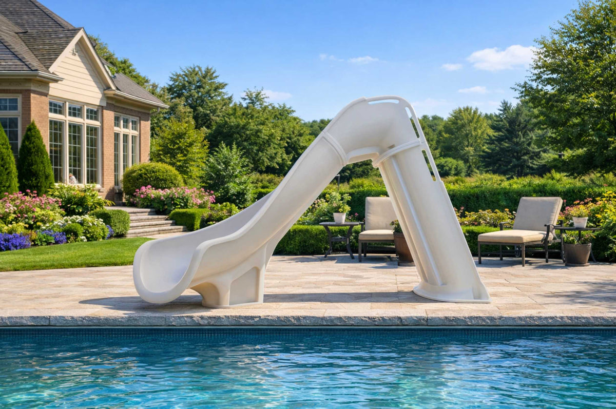 Global Pool Products GPP Bad Axe X6 Pool Slide Silver Quartz, Left, 6' x 7'9" - GPPS-BAX6-SQ-L