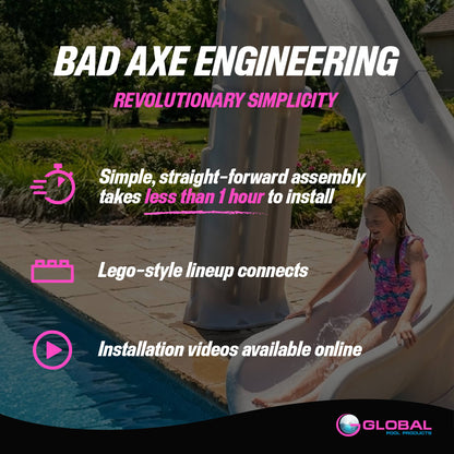 Global Pool Products GPP Bad Axe X7 Pool Slide Blue Quartz, Right, 7'4" x 9'2" - GPPS-BAX7-BQ-R