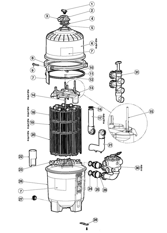 Hayward 60 SqFt ProGrid DE Filter W3DE6020 parts diagram