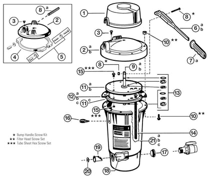 Hayward 20 SqFt Perflex Modular DE Filter W3EC40AC parts diagram