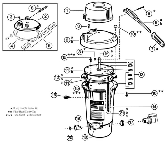 Hayward 20 SqFt Perflex Modular DE Filter W3EC40AC parts diagram