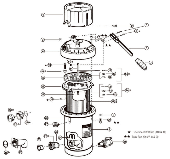 Hayward 27 SqFt Perflex Modular DE Filter W3EC65A parts diagram
