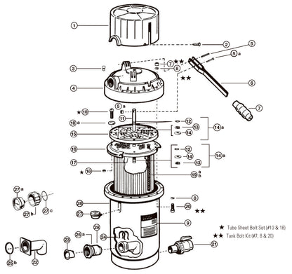 Hayward 40 SqFt Perflex Modular DE Filter W3EC75A parts diagram