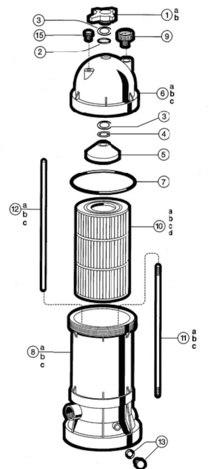 Hayward 120 Sq Ft Star-Clear Plus Cartridge Filter W3C12002 parts diagram