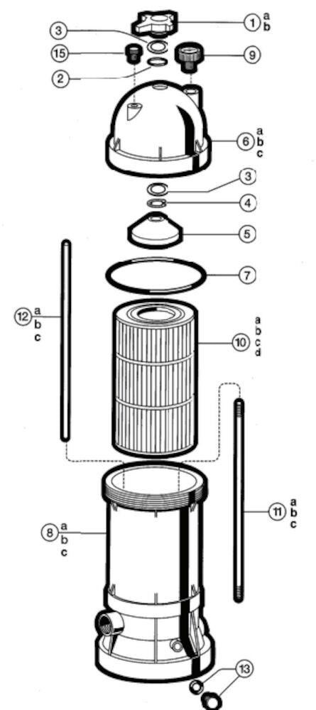Hayward 120 Sq Ft Star-Clear Plus Cartridge Filter W3C12002 parts diagram