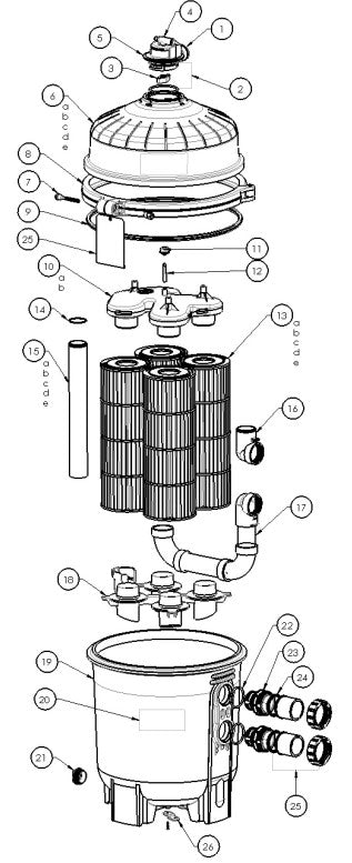 Hayward 525 SqFt Swim Clear Cartridge Filter W3C5030 parts diagram