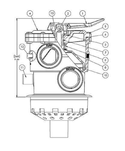 Hayward 2" Multiport Valve with Clamp and O-Ring SP071620T parts diagram