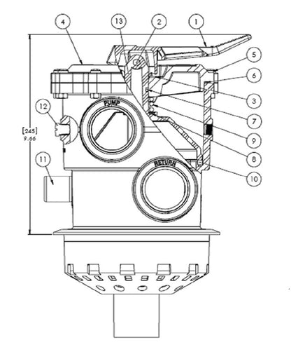Hayward 2" Black Multiport Valve SP071621 parts diagram
