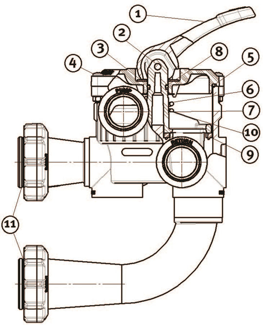 Hayward 1 1/2" FPT Valve Assembley Side Mount for Sand Filter SP0710X62 parts diagram