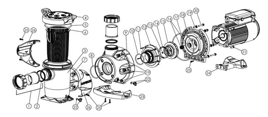 Hayward HCP 3000 Series Pump 3HP 208-230/460V HCP30303 parts diagram