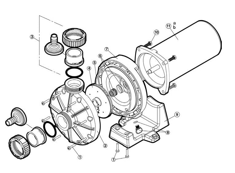 Hayward Booster Pump .75HP W36060 parts diagram