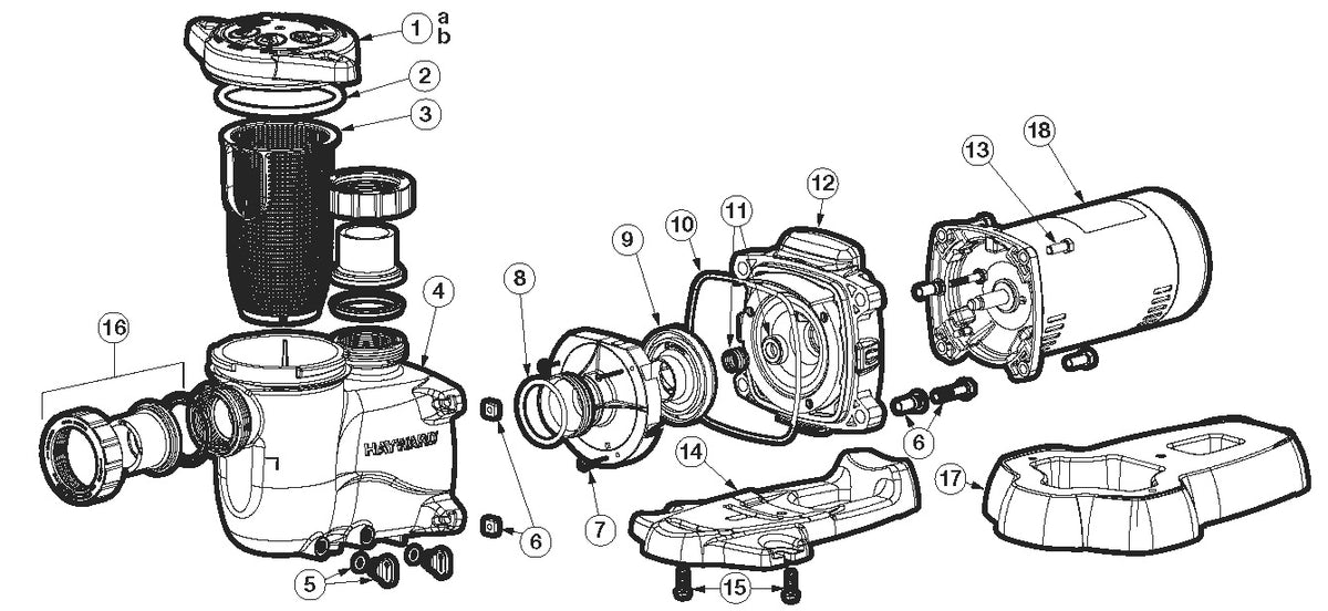 Hayward MaxFlo XL 1-Speed Up Rated High Efficiency Medium Head Pump 1 HP W3SP2307X10 parts diagram