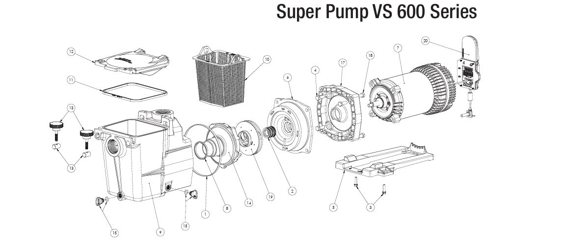 Hayward Super Pump VS 615 Variable Speed Pump with Omnix W3VSP26615 parts diagram