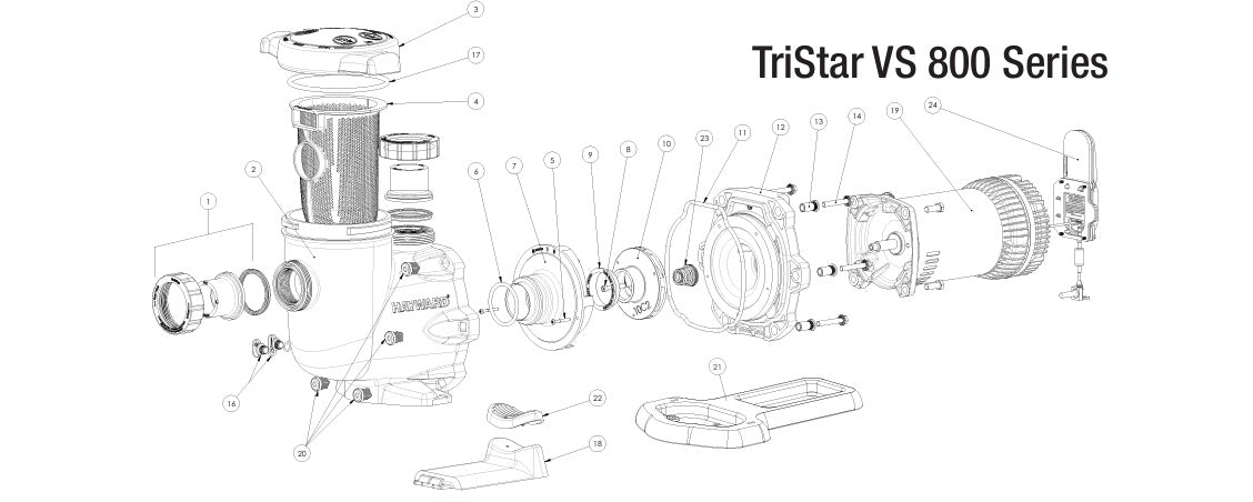 Hayward TriStar VS 820 Variable Speed Pump with Omnix W3VSP32820 parts diagram