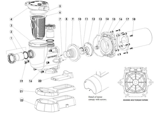 Hayward TriStar VS C HCP 2500 Series Pump HCP2500VSP parts diagram