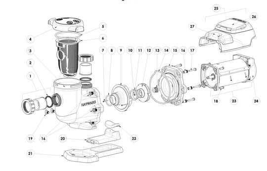 Hayward TriStar VS 950 Variable Speed Pump 2.7HP SP32950VSP parts diagram