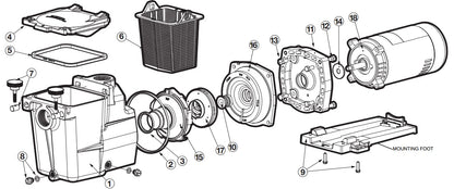 Hayward Max Rate Motor 2HP SPX1615Z1M parts diagram