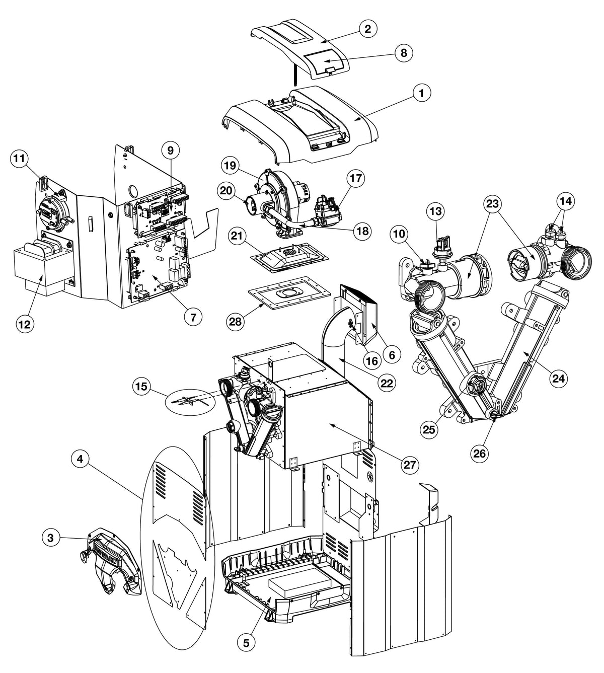 Hayward Universal HC Series NG/LP Dual-Fuel Low NOx Heater 275K BTU HDF275 parts diagram