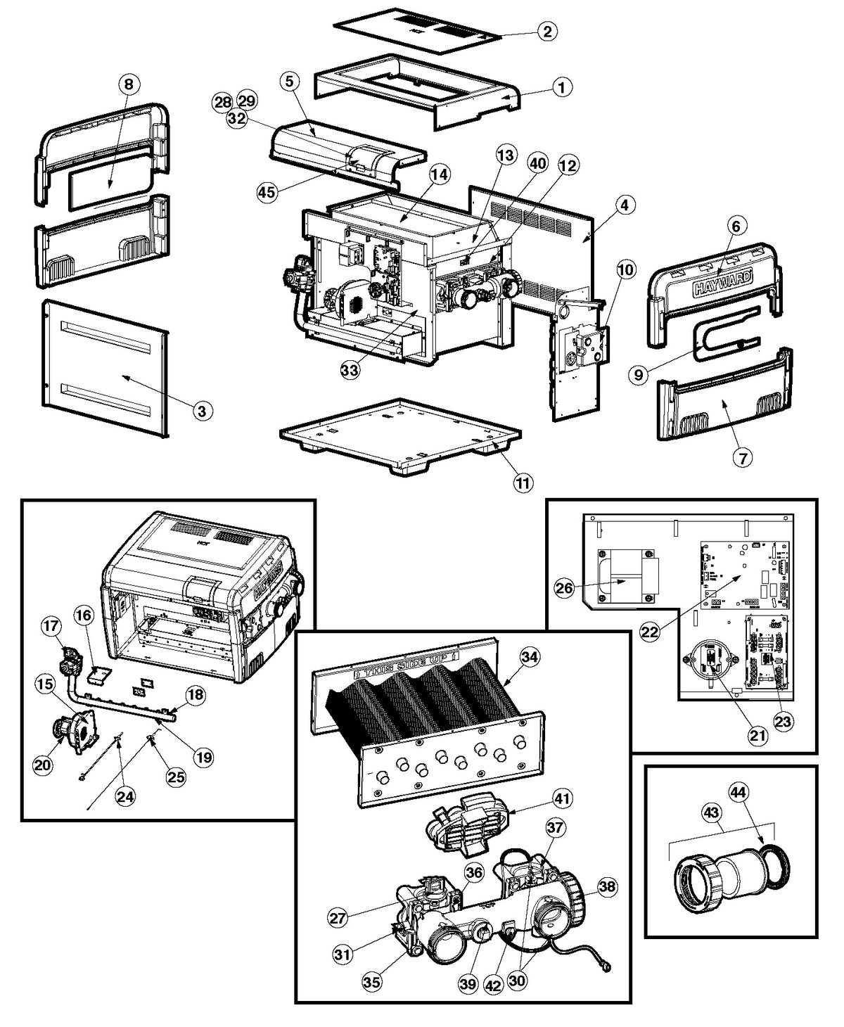 Hayward Universal H-Series Liquid Propane Heater 200K BTU W3H200FDP parts diagram