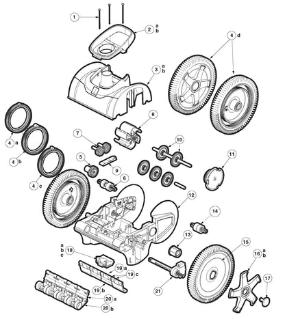 Hayward AquaNaut 400 4 Wheel Suction Cleaner W3PHS41CST parts diagram