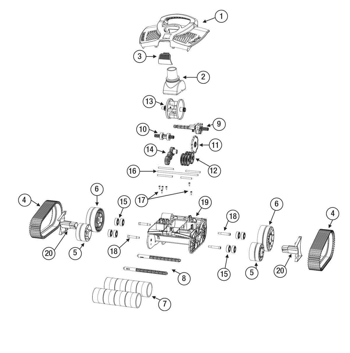 Hayward TracVac Suction In Ground Pool Cleaner W3HSCTRACCU parts diagram