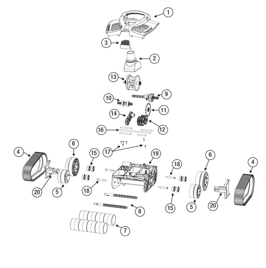 Hayward TracVac Suction In Ground Pool Cleaner W3HSCTRACCU parts diagram