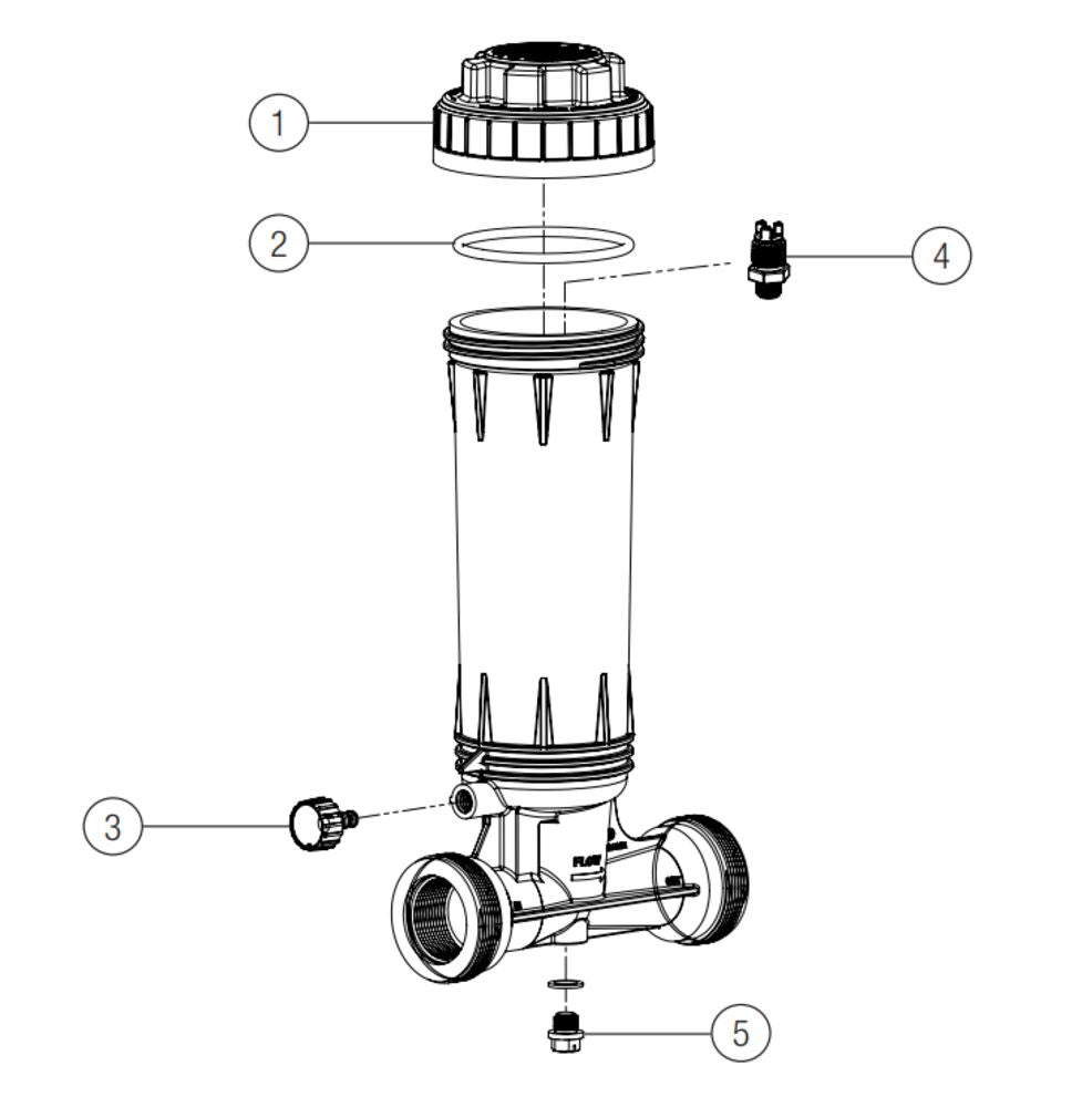 Hayward 8-1⁄4" x 15-1⁄4" x 1-1/2" FIP Automatic In-Line Chlorine Feeder 4.2# CL100EF parts diagram