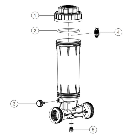 Hayward 8-1⁄4" x 15-1⁄4" x 1-1/2" FIP Automatic In-Line Chlorine Feeder 4.2# CL100EF parts diagram