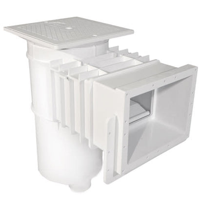 Hayward Vinyl/Fiberglass Auto-Skim Series Skimmer w/Outside Mount, 1-1/2" FPT, Square Cover, White, Vinyl/Fiberglass | SP10841OM