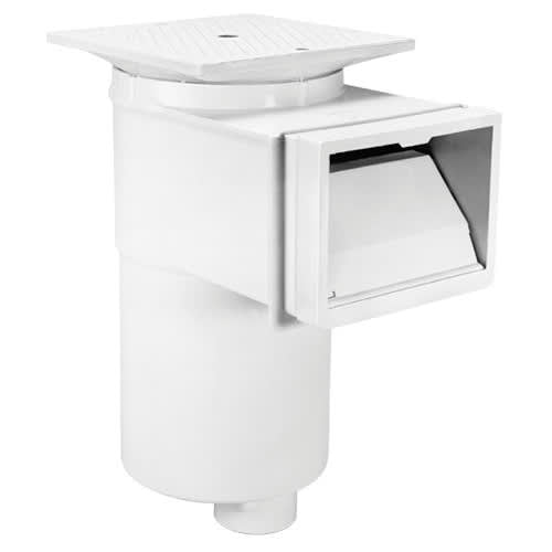 Hayward Vinyl/Fiberglass Auto-Skim Series Wide Track Skimmer w/Outside Mount, 1-1/2" FIP, Square Cover, White, Vinyl/Fiberglass | SP10851OM
