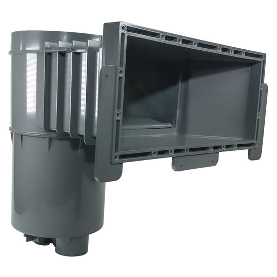 Hayward Vinyl/Fiberglass Auto-Skim Series Wide Track Skimmer w/Outside Mount, 1-1/2" FIP, 9-1/4” Throat Length, Square Lid, Dark Gray, Vinyl/Fiberglass | SP10852OMDGR