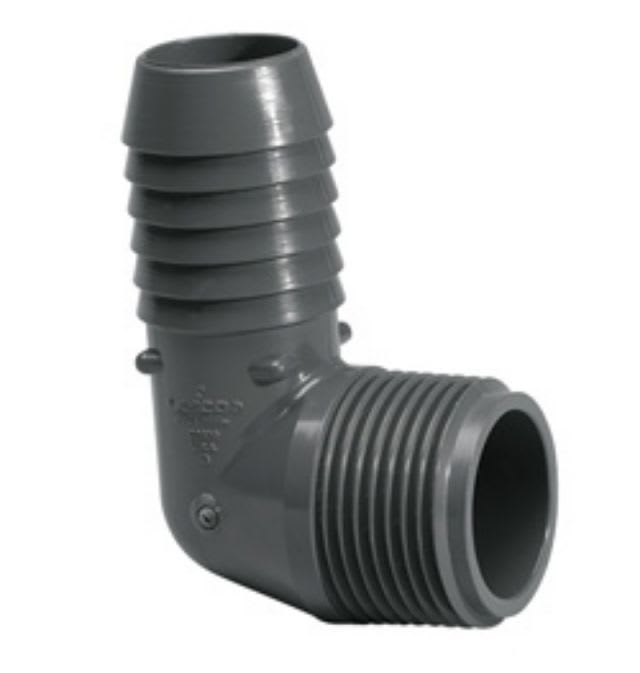 Combination Elbow, 1-1/2" Insert x MPT Gray PVC 90 Degree