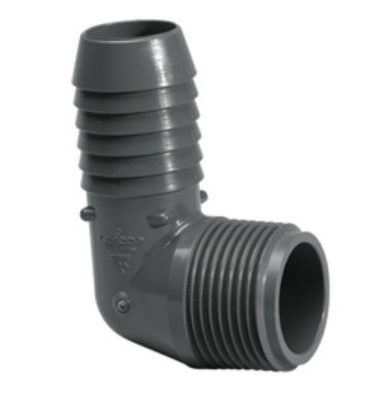 Combination Elbow, 1-1/2" Insert x MPT Gray PVC 90 Degree